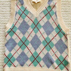 Hazel Moon women's Juniors argyle vest cream size S